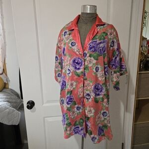 Vintage 80s Floral Gold Label Victoria's Secret Sleep Shirt Nightgown, Size M/L